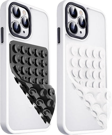 2-Pack Silicone Suction Cup Phone Holder – Double-Sided Mount & Hands-Free Stand for Selfies, Videos & Desk Use (Black & White) | Falcon Drop UAE
