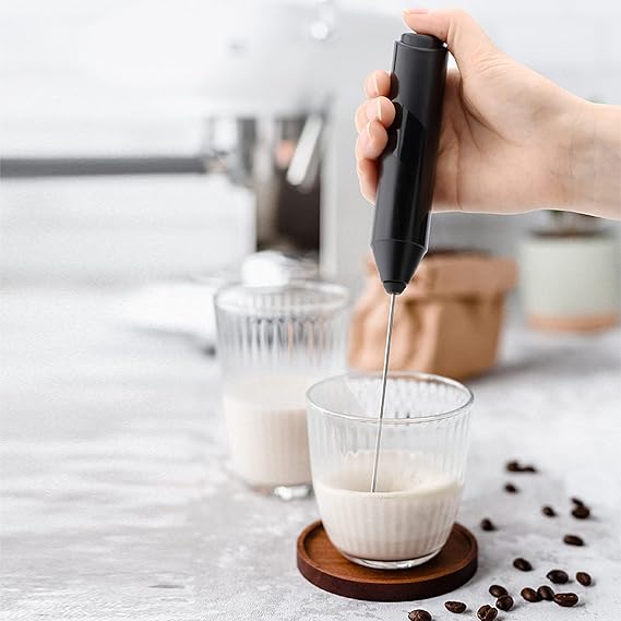 AMLINK Electric Milk Frother – Handheld Mini Whisk Foam Maker for Coffee, Latte, Cappuccino & Matcha (Black)  Falcon Drop UAE