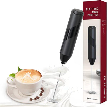 AMLINK Electric Milk Frother – Handheld Mini Whisk Foam Maker for Coffee, Latte, Cappuccino & Matcha (Black)  Falcon Drop UAE