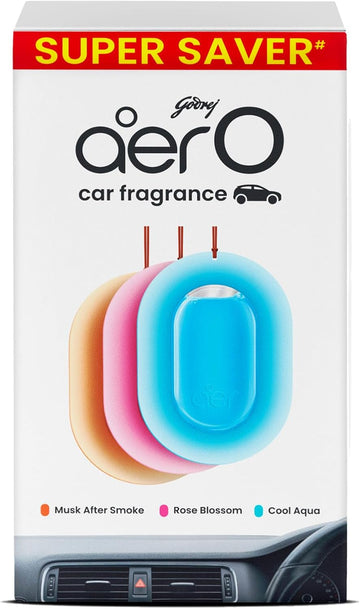 Godrej Aer O Hanging Car Air Freshener – Assorted 3-Pack (22.5 g Each) | Long-Lasting Gel up to 30 Days | Car Accessories | Falcon Drop UAE