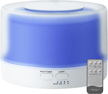 Baeskii Upgraded Essential Oil Diffuser, 500ml Aromatherapy Diffuser with 7 Color Lights and 4 Timer, Cool Mist Humidifier with Auto Shut-off Function, Ultrasonic Oil Diffuser BPA-Free for Home Office