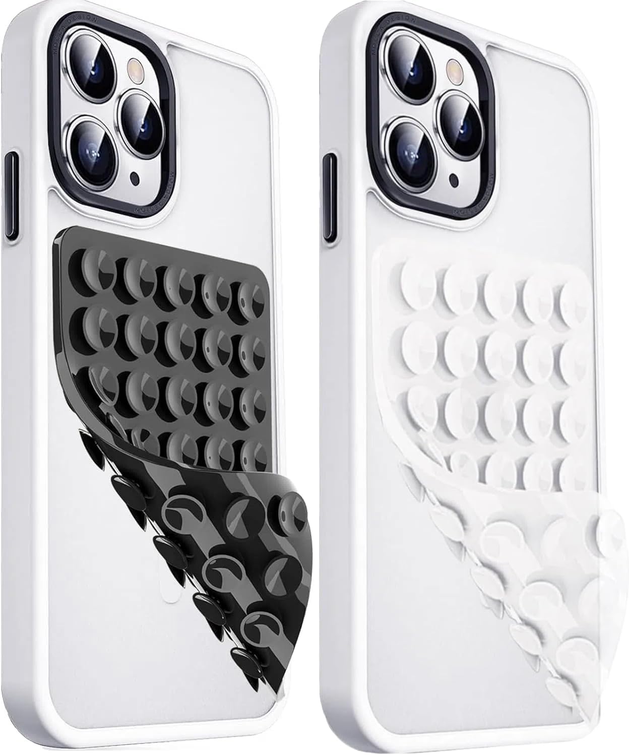 2-Pack Silicone Suction Cup Phone Holder – Double-Sided Mount & Hands-Free Stand for Selfies, Videos & Desk Use (Black & White) | Falcon Drop UAE