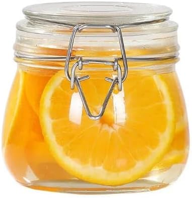 Premify 6-Pack Airtight Glass Jars with Clear Preserve Seal & Wire Clip – Ideal for Canning, Kitchen Storage, Overnight Oats, Pickles, Spices, & Pantry Organization