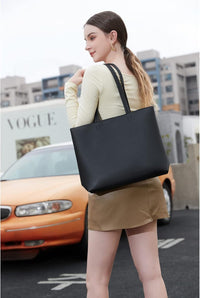 MEEGIRL Women's PU Leather Tote: Sleek Work/School Bag with Zipper & Inner Pocket