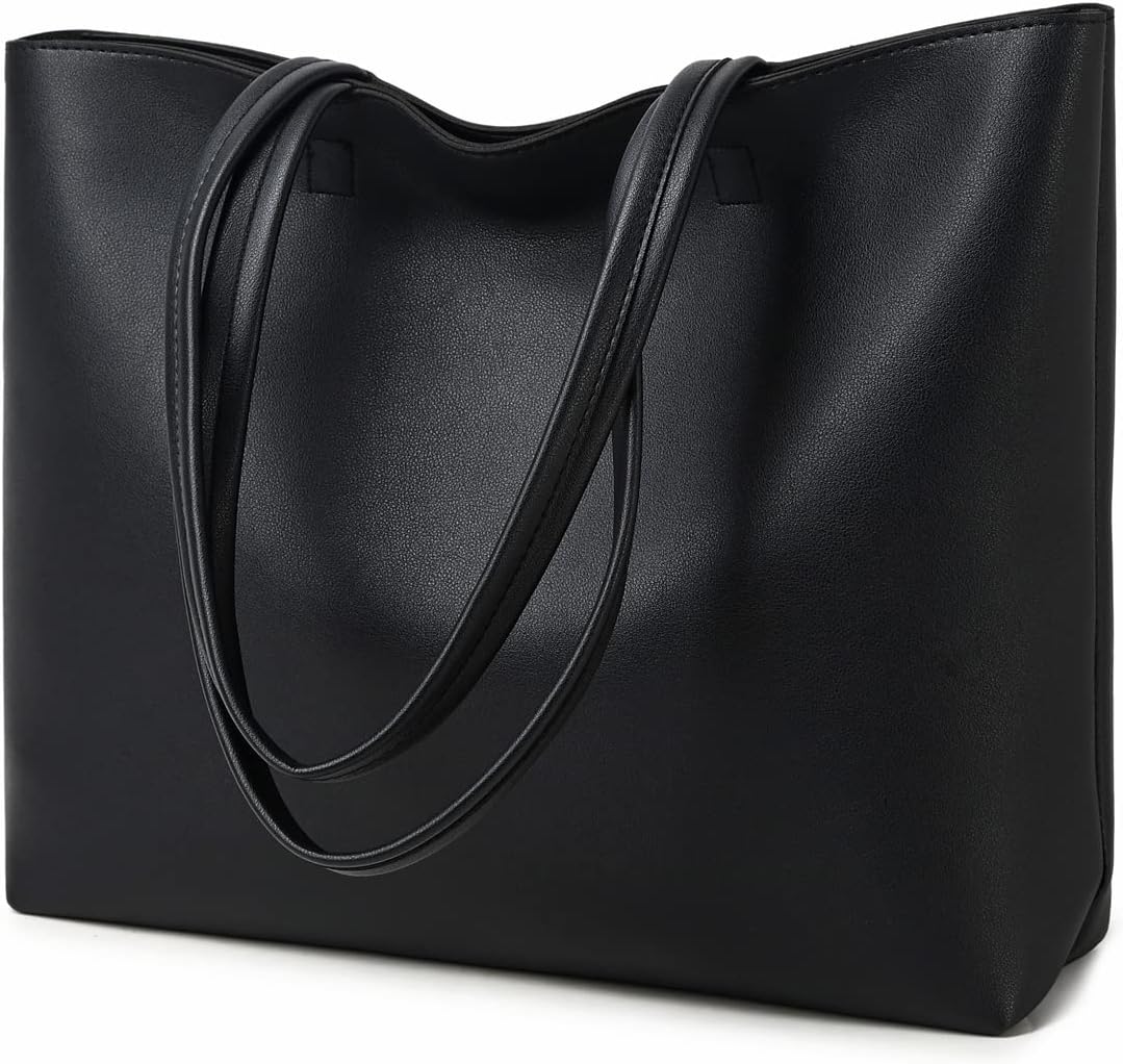 MEEGIRL Women's PU Leather Tote: Sleek Work/School Bag with Zipper & Inner Pocket