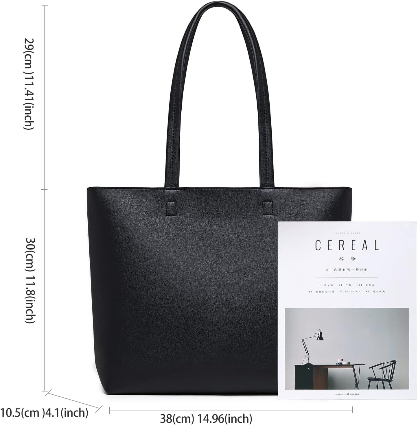 MEEGIRL Women's PU Leather Tote: Sleek Work/School Bag with Zipper & Inner Pocket