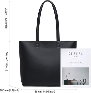 MEEGIRL Women's PU Leather Tote: Sleek Work/School Bag with Zipper & Inner Pocket