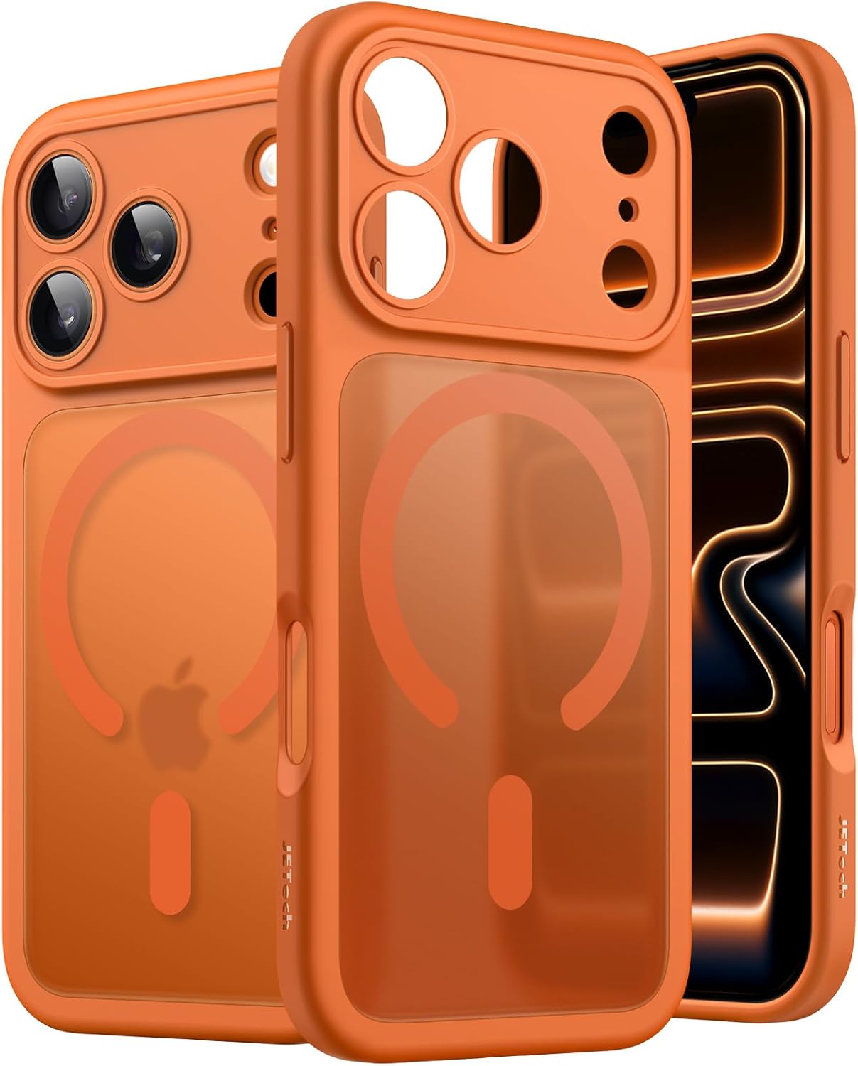 JETech Magnetic Case for iPhone 17 Pro (6.3") – MagSafe Compatible, Camera Lens Full Protection, Translucent Matte Slim Shockproof Cover – Orange | Falcon Drop UAE
